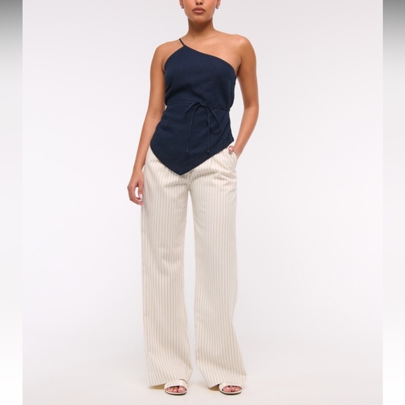 ABERCROMBIE & FITCH Sloane Pinstripe Tailored Wide Leg Pant - Picture 2 of 10